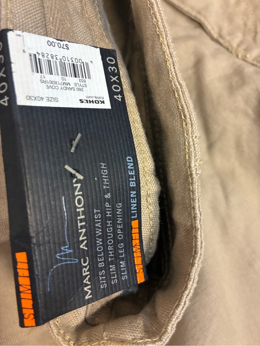 Marc Anthony Men’s Linen Cotton Blend Slim Fit Pants - Picture 6 of 10